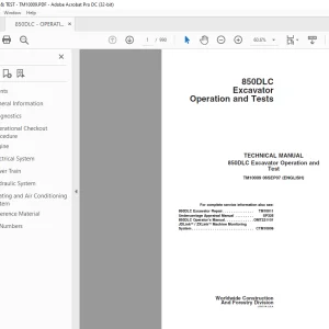 John Deere 850DLC Excavator Operation and Tests TECHNICAL MANUAL TM10009 - PDF DOWNLOAD