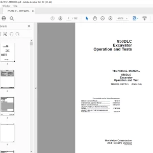 John Deere 850DLC Excavator Operation and Tests TECHNICAL MANUAL TM10009 -  PDF DOWNLOAD