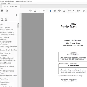 John Deere 850J Crawler Dozer OPERATOR’S MANUAL OMT224252 - PDF DOWNLOAD