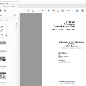 John Deere 870GLC Excavator Operation and Test Technical Manual TM13340X19 - PDF DOWNLOAD