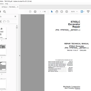 John Deere 870GLC Excavator REPAIR TECHNICAL MANUAL TM12182 - PDF DOWNLOAD
