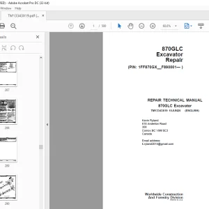 John Deere 870GLC Excavator REPAIR TECHNICAL MANUAL TM13343X19  - PDF DOWNLOAD