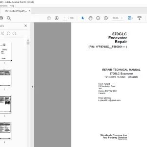 John Deere 870GLC Excavator Repair and Test Technical Manual TM13343X19 PDF
