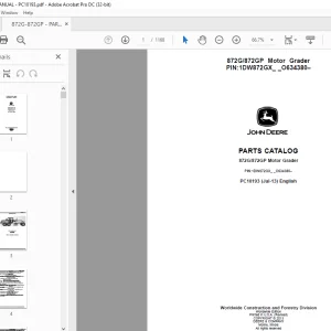 John Deere 872G/872GP Motor Grader Parts Manual PC10193 - PDF DOWNLOAD
