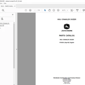John Deere 950J CRAWLER DOZER PARTS Manual PC9550 - PDF DOWNLOAD