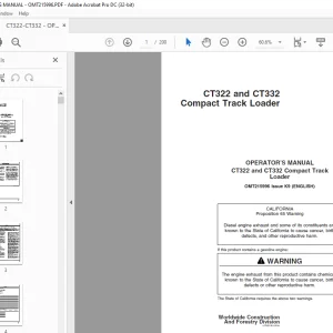 John Deere CT322 & CT332 Compact Track Loader Operator's Manual OMT215996 PDF