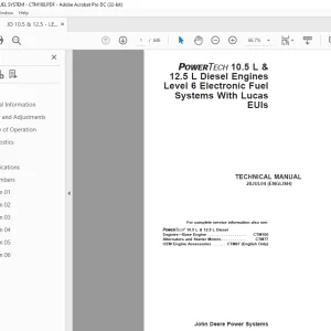 John Deere Diesel Engine Powertech 10.5 L 12.5 L Technical Manual CTM188 PDF