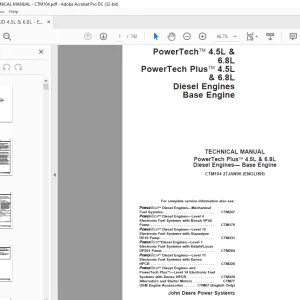 John Deere Diesel Engine Powertech Plus 4.5L 6.8L Technical Manual CTM104 - PDF DOWNLOAD