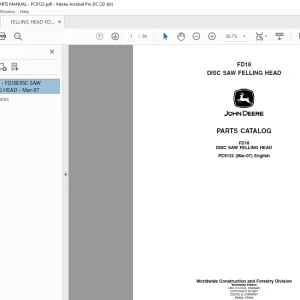 John Deere Disc Saw Felling Head FD18 Parts Manual PC9122 -  PDF DOWNLOAD