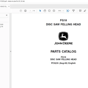 John Deere FG18 DISC SAW FELLING HEAD Parts Manual PC9235 - PDF DOWNLOAD