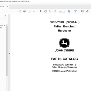John Deere Feller Buncher Harvester 608B 703G Parts Catalog PC9253 - PDF DOWNLOAD