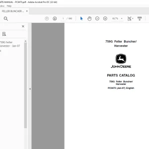 John Deere Feller Buncher Harvester 759G Parts Manual PC9470 - PDF DOWNLOAD