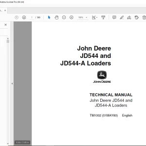 John Deere JD544 & JD544-A Loaders Technical Manual TM1002 PDF