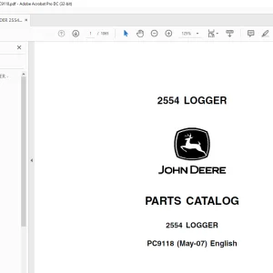 John Deere Logger Loader 2554 Parts Manual PC9118 - PDF DOWNLOAD