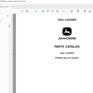 John Deere Logger Loader 3554 Parts Manual PC9298 -  PDF DOWNLOAD
