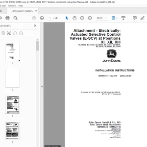 John Deere Tractors 6175R, 6195R, 6215R (only for MY15, MY16, MY17 tractors) Instruction Manual PDF