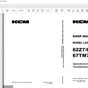 KCM 62Z7/67Z7/67TM7 Wheel Loader ISUZU 4HK1 Engine Shop Manual - PDF