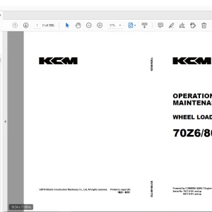 KCM 70Z6/80ZZ6 Cummins QSB6.7Engine Wheel Loader Operation & Maintenance Manual PDF