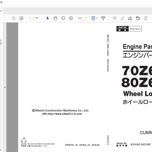 KCM 70Z6 80Z6 Wheel Loader SN NDH90 NEH90 0101 NEHE0 2001 Parts Manual PDF