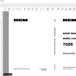 KCM 70Z6 WHEEL LOADER SN.70C7-0101 and up Shop Manual  PDF