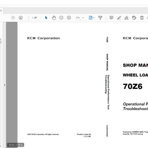 KCM 70Z6 WHEEL LOADER Serial No.70C7-0101 and up  Shop Manual  PDF
