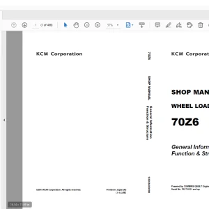 KCM 70Z6 WHEEL LOADER Shop Manual Serial No.70C7-0101 and up - PDF DOWNLOAD