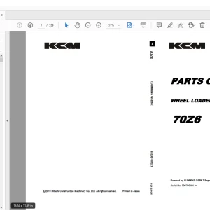 KCM 70Z6 Wheel Loader SN70C7-0101 Parts Manual  - PDF DOWNLOAD