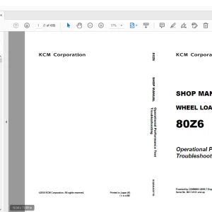 KCM 80Z6 CUMMINS QSB6.7 Engine Wheel Loader Parts Manual SN 80C7-0101 PDF