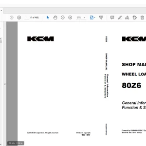 KCM 80Z6 Cummins QSB6.7 Engine Wheel Loader Shop Manual SN 80C7-0101 and up  - PDF
