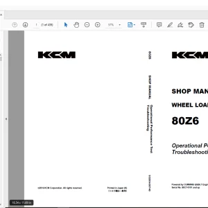 KCM 80Z6 Wheel Loader Cummins QSB6.7 Engine Shop Manual SN 80C7-0101 and up PDF