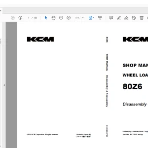 KCM 80Z6 Wheel Loader Shop Manual SN 80C7-0101 and up -PDF DOWNLOAD