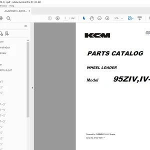 KCM WHEEL LOADER 95ZIV,IV-2 PARTS CATALOG Manual AAAP09816-6  - PDF DOWNLOAD