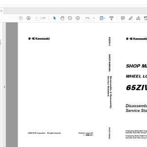Kawasaki 65ZIV-2 WHEEL LOADER SHOP MANUAL 93207-00062 - PDF DOWNLOAD
