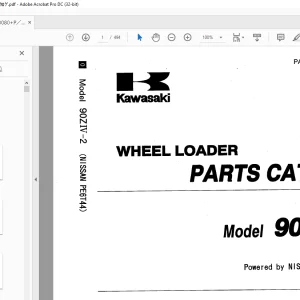 Kawasaki 90Z1V-2 WHEEL LOADER PARTS CATALOG Manual PT-AAAP09119-0 PDF