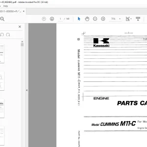 Kawasaki ENGINE CUMMINS M11-C PARTS CATALOG MANUAL PN:AAAP08807-0 PDF