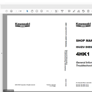 Kawasaki KCM 4HK1 Isuzu Diesel Engine For 62Z7 67Z7 Wheel Loader Shop Manual PDF