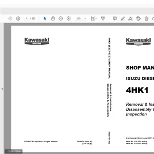 Kawasaki KCM 4HK1 Isuzu Diesel Engine For 62Z7 67Z7 Wheel Loader Shop Manual PDF