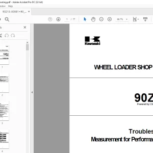 Kawasaki WHEEL LOADER 90ZIV-2 CUMMINS M11-C Engine SHOP MANUAL AAA-S90C3V01-012 PDF