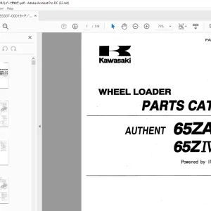 Kawasaki WHEEL LOADER AUTHENT 65ZA, A-2 65ZW,W-2 PARTS MANUAL - PDF DOWNLOAD