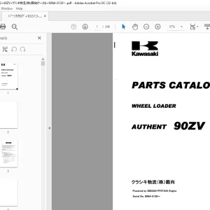 Kawasaki WHEEL LOADER AUTHENT 90ZV PARTS CATALOG MANUAL 93313-00182 - PDF