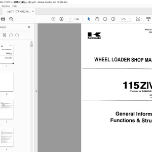 Kawasaki Wheel Loader 115ZIV-2 Cummins KT19-Engine Shop Manual AAA-S11 C2W00-979