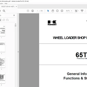 Kawasaki Wheel Loader 65TM Shop Manual AAA-S65C3V80-012 - PDF DOWNLOAD