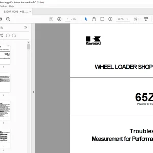 Kawasaki Wheel Loader 65ZIV-2 Shop Manual AAA-S65C3V01-012 - PDF DOWNLOAD