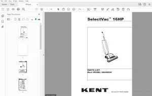 Kent SelectVac 16HP 56648094 Parts Manual - PDF DOWNLOAD
