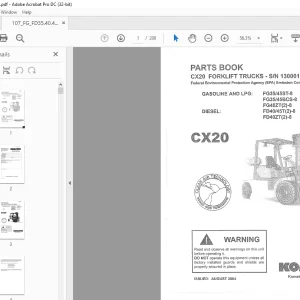Komatsu CX20 FORKLIFT TRUCKS Parts MANUAL -  PDF DOWNLOAD