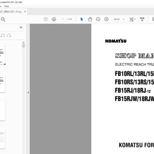 Komatsu ELECTRIC REACH TRUCK FB1 ORL/13RL/15RL/18RL-12 FB1 ORS/13RS/15RS/18RS-12 FB15RJ/1 BRJ-12 FB15RJW/18RJW-12 Shop Manual
