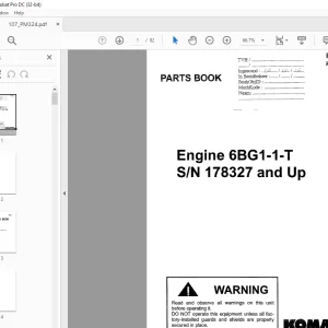 Komatsu Engine 6BG1-1-T Parts Manual PM324 - PDF DOWNLOAD