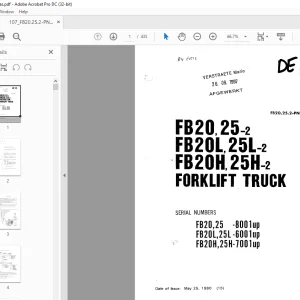 Komatsu FB20, 25-2 FB20L, 25L-2 FB20H. 25H-2 FORKLIFT TRUCK Parts MANUAL  PDF