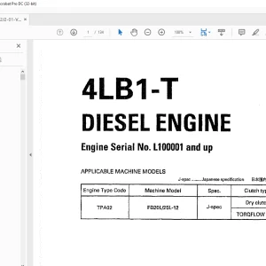Komatsu FORKLIFT 4LB1-T DIESEL ENGINE Parts MANUAL -  PDF DOWNLOAD
