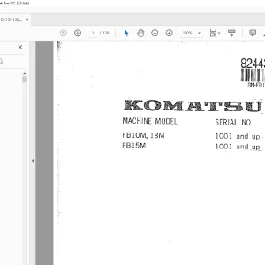 Komatsu FORKLIFT FB10 M 13M-1 FB15M-1 Shop Manual - PDF DOWNLOAD
